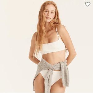 NWT J.CREW Swim White textured scoopneck bikini top